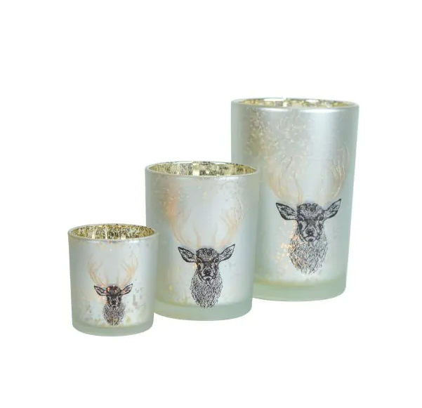 Mars & More Lanterne cerf bois doré grand 18cm