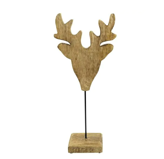 Mars & More Deco sur pied tête de cerf en bois