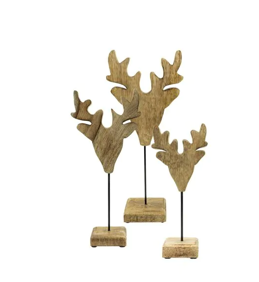 Mars & More Deco sur pied tête de cerf en bois