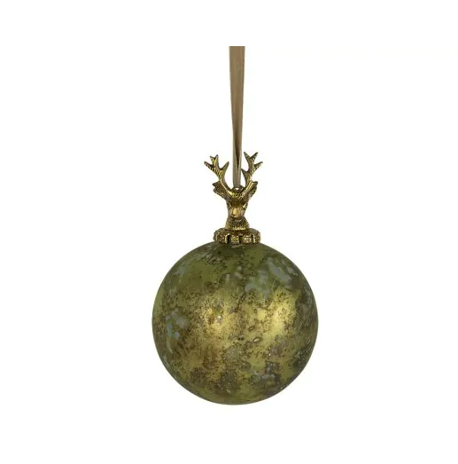 Mars & More Boule de décoration cerf vert antique 12cm