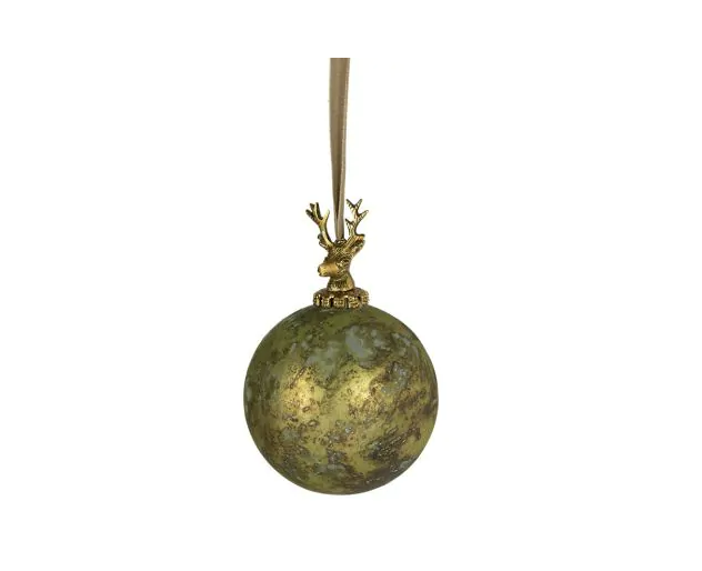 Mars & More Boule de décoration cerf vert antique 12cm