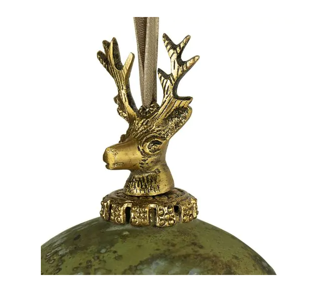 Mars & More Boule de décoration cerf vert antique 12cm