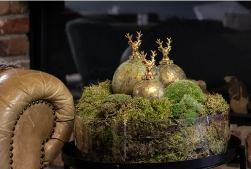 Mars & More Boule de décoration cerf vert antique 12cm