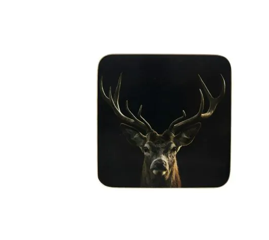 Mars & More Sous-Verres cerf rouge noir 10x10cm (6)