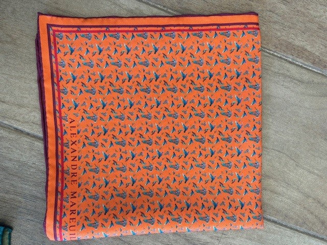 Alexandre Mareuil foulard/pochette corail