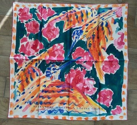 Alexandre Mareuil Foulard Becasse et fleurs