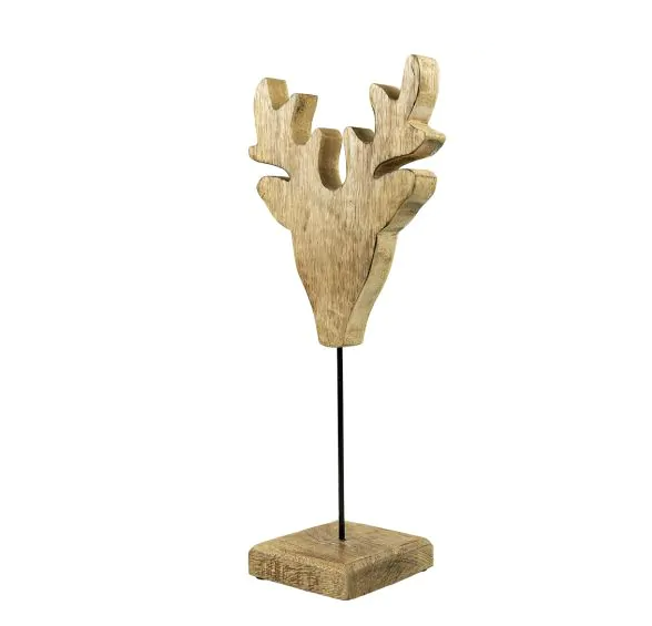 Mars &amp; More Deco sur pied tête de cerf en bois
