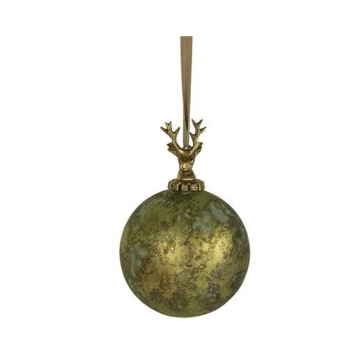 Boule de décoration cerf vert antique 12cm