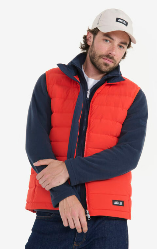Aigle gilet déperlante avec matelassage en duvets et plumes