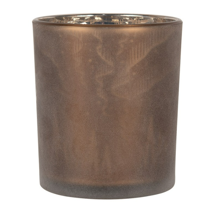 Photophore verre marron motifs cerfs 7x8 cm